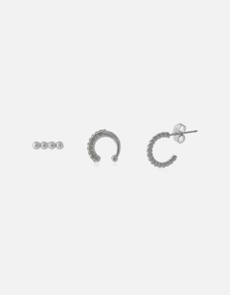 Juliette Piercing Pack Of Stud, Ear Cuff And Huggie - Silver