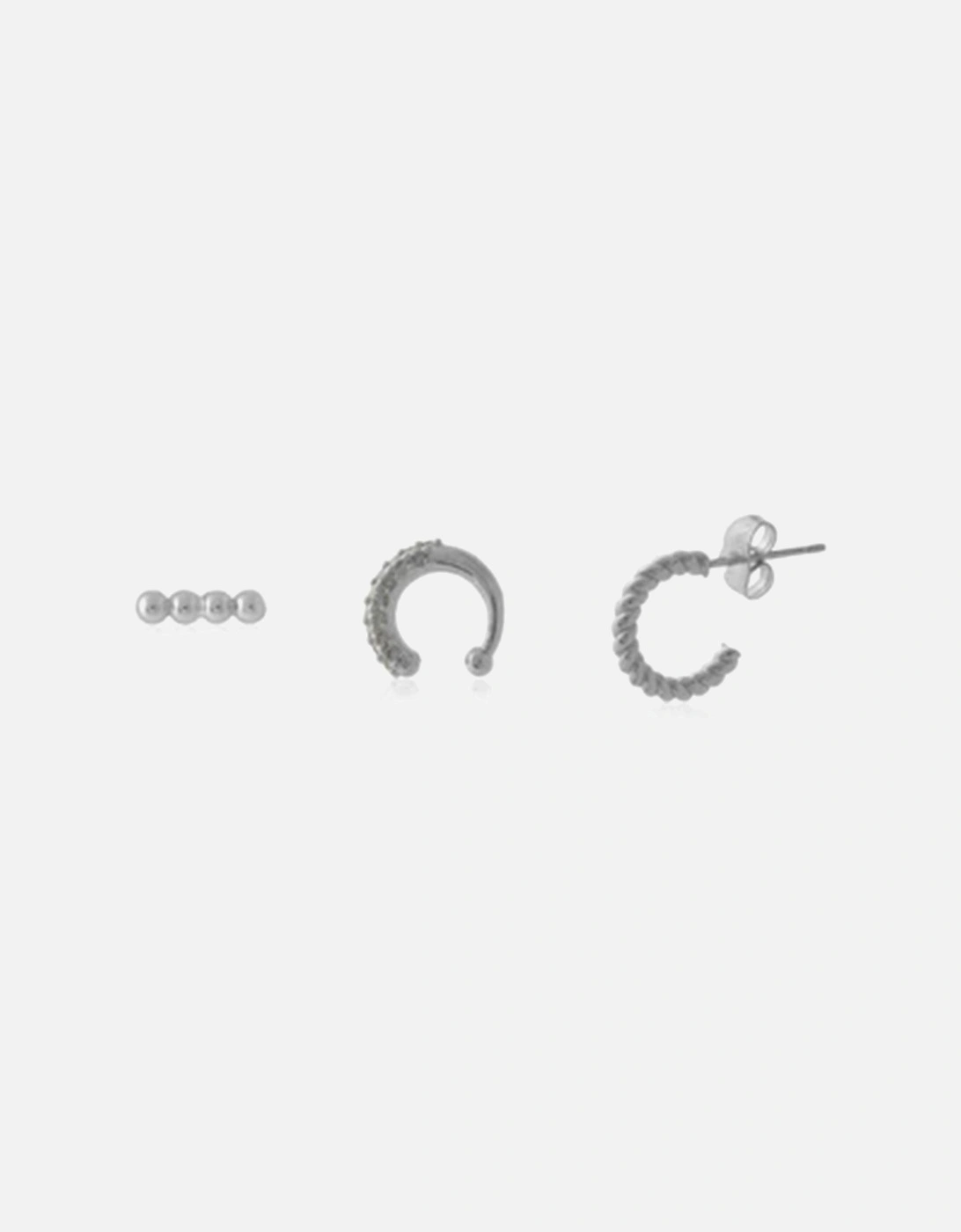 Juliette Piercing Pack Of Stud, Ear Cuff And Huggie - Silver, 2 of 1