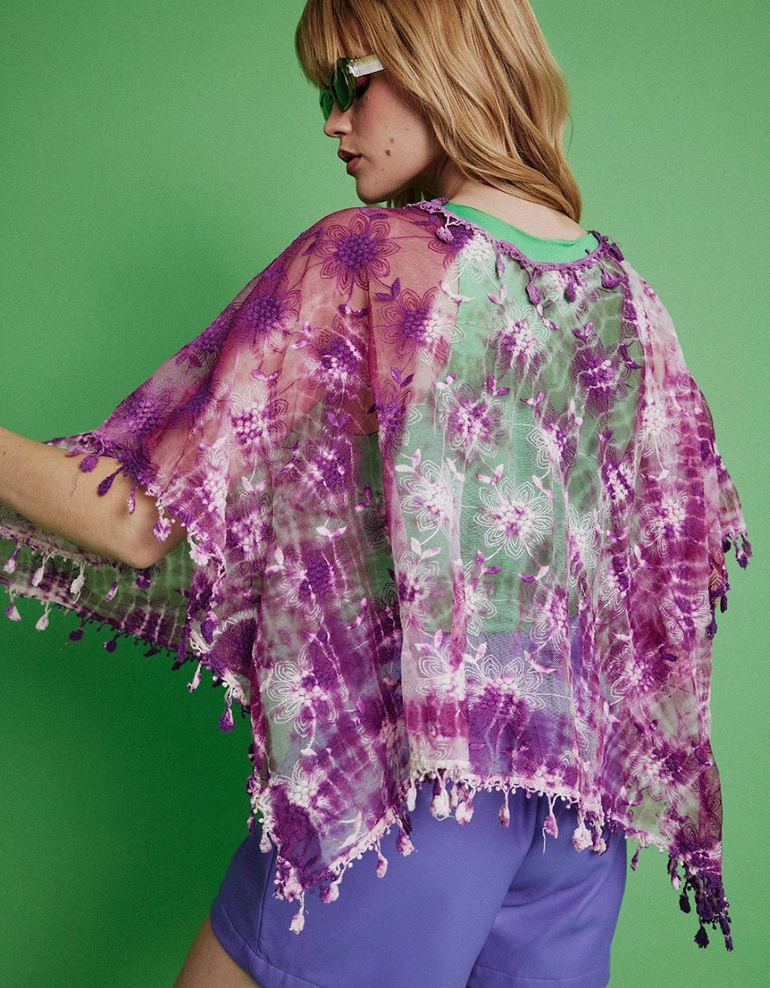 Purple Vintage Lace Poncho