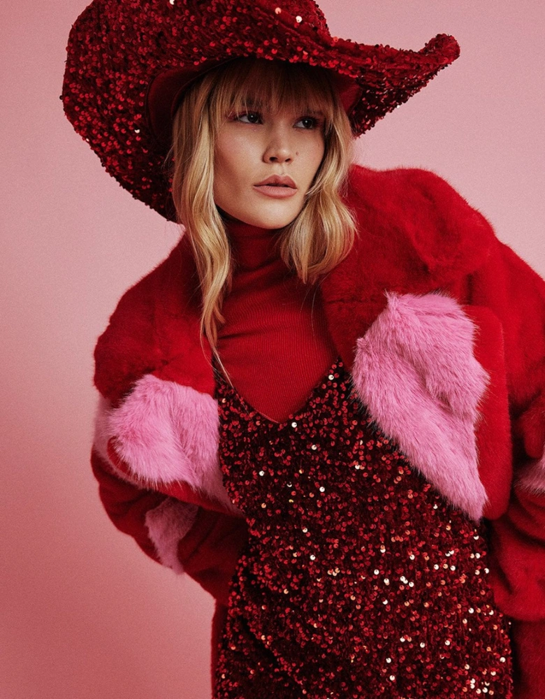 Red Sequin Handmade Flapper Hat