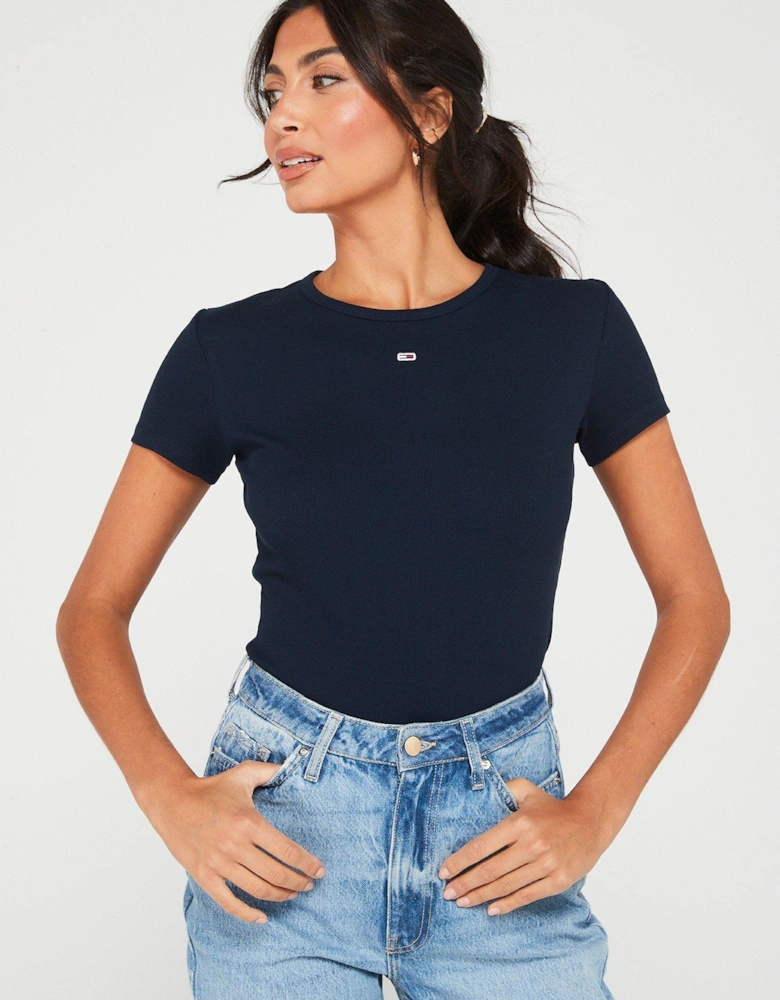 Essential Ribbed T-Shirt - Navy