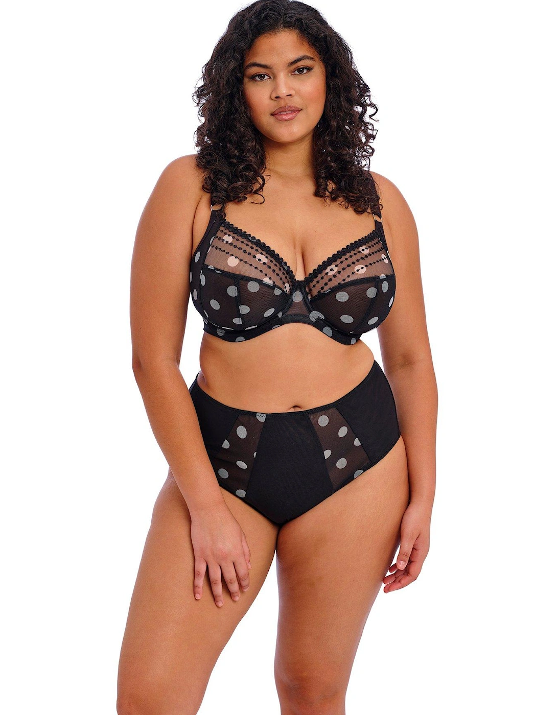 Matilda Spot Underwired Plunge Bra - Black Polka Dot, 6 of 5