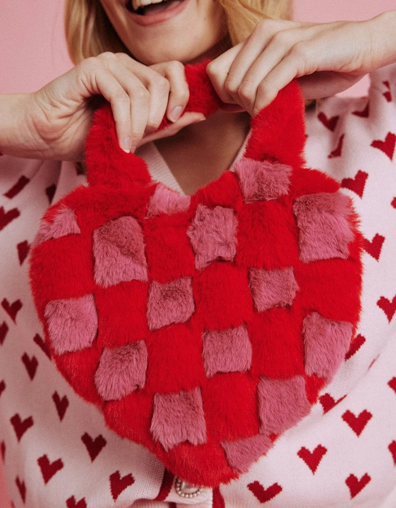 Checkered Love Heart Shoulder Bag