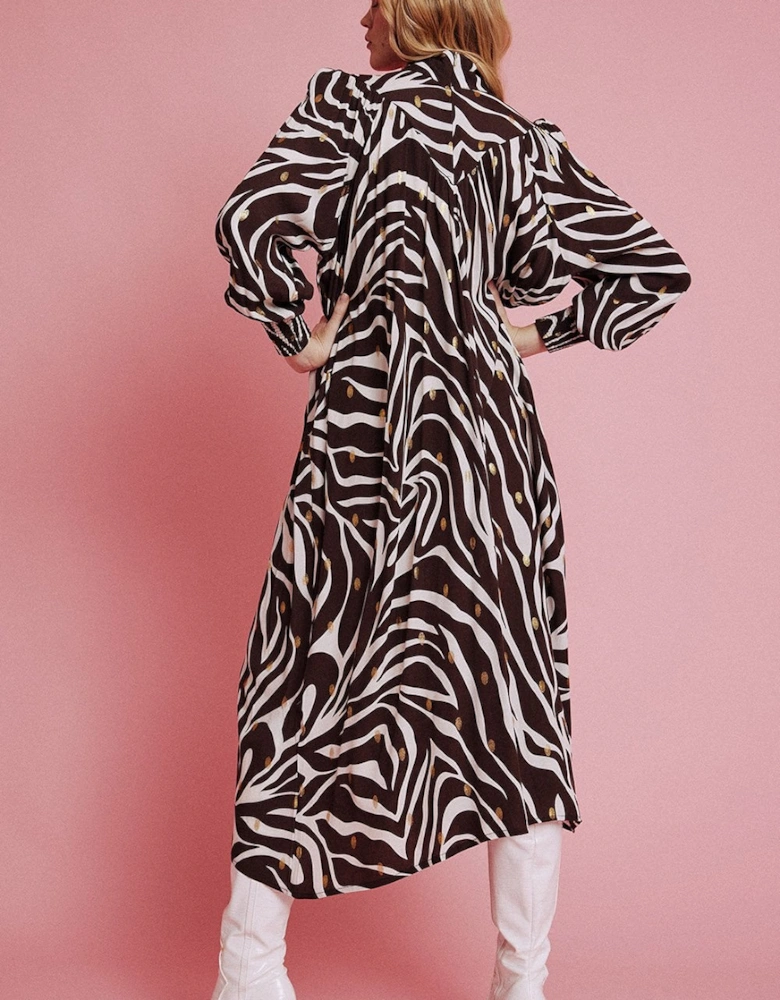 Chocolate Silk Blend Long Sleeve Maxi Dress