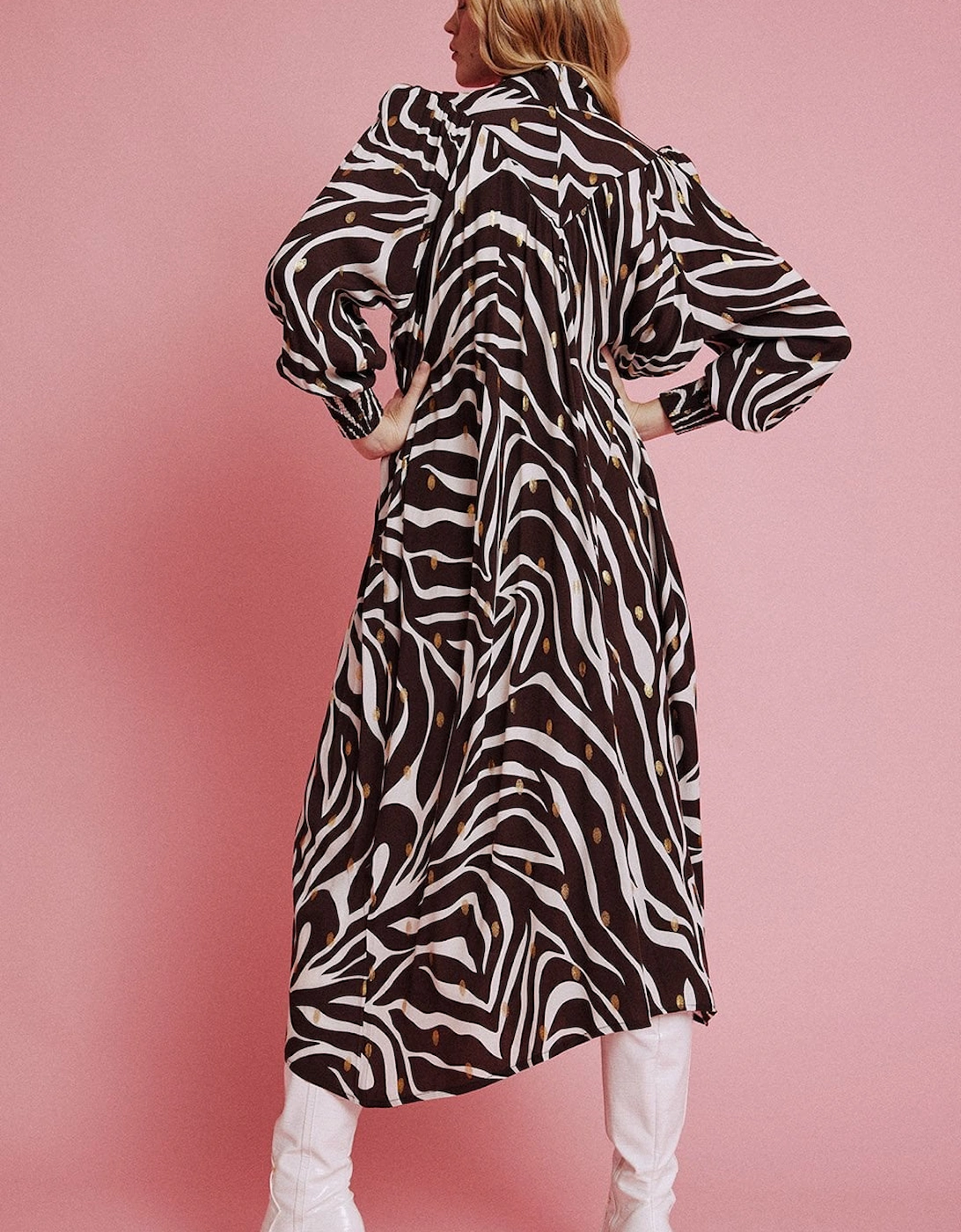 Chocolate Silk Blend Long Sleeve Maxi Dress