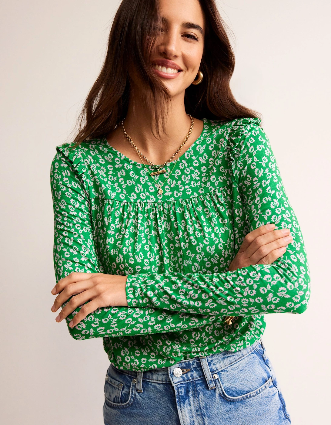 Frill Detail Long Sleeve Top, 6 of 5