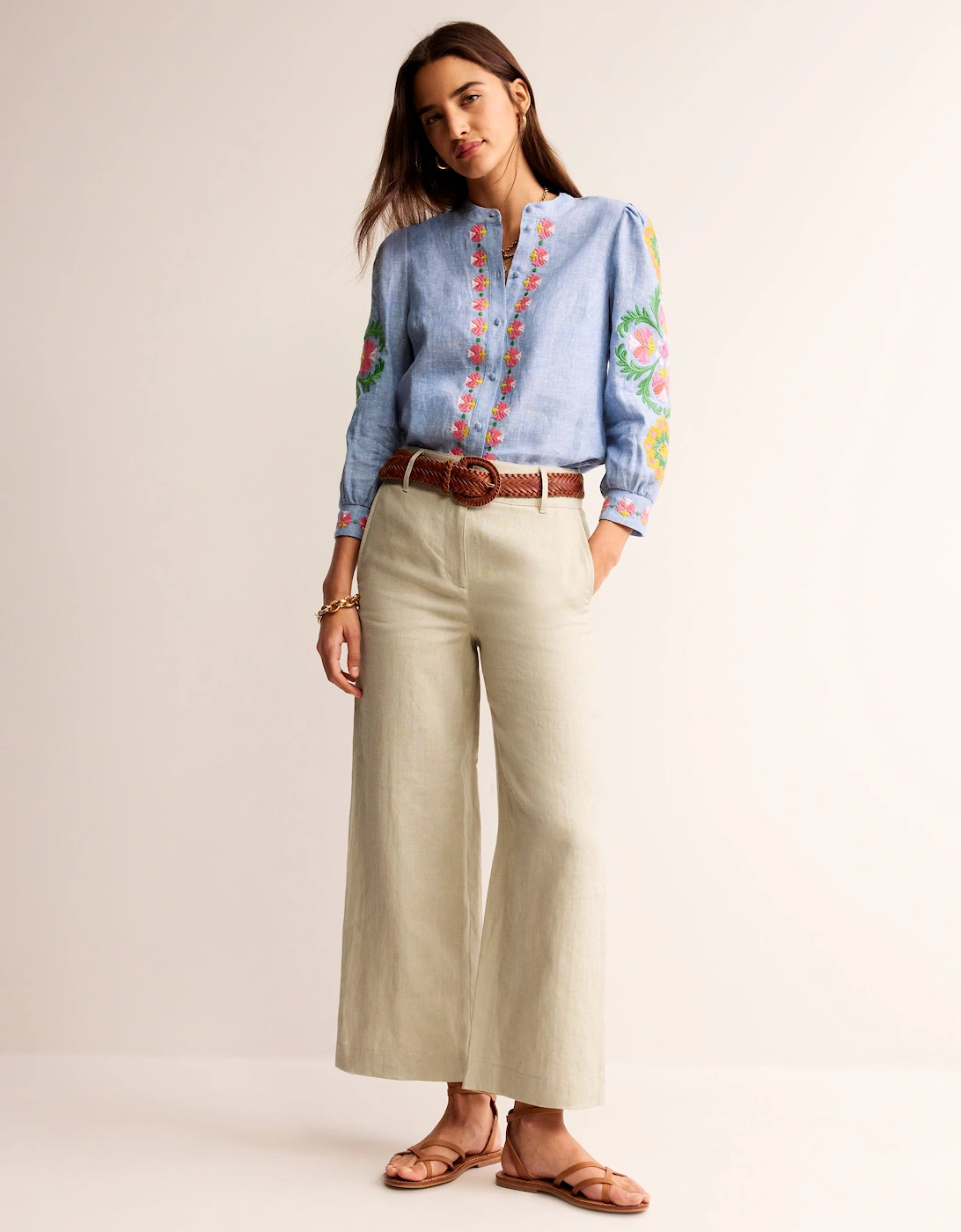 Westbourne Linen Crop Trousers, 2 of 1