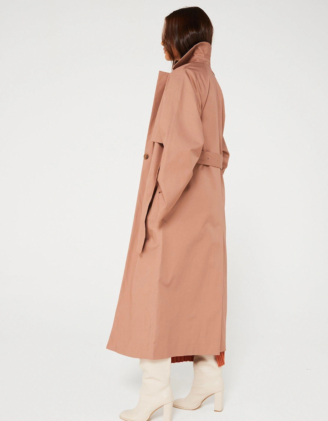 Bonded Cotton Trench Coat - Brown