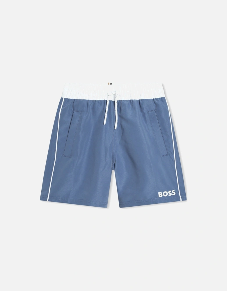 BOSS BOYS BLUE SLATE SWIM SHORTS