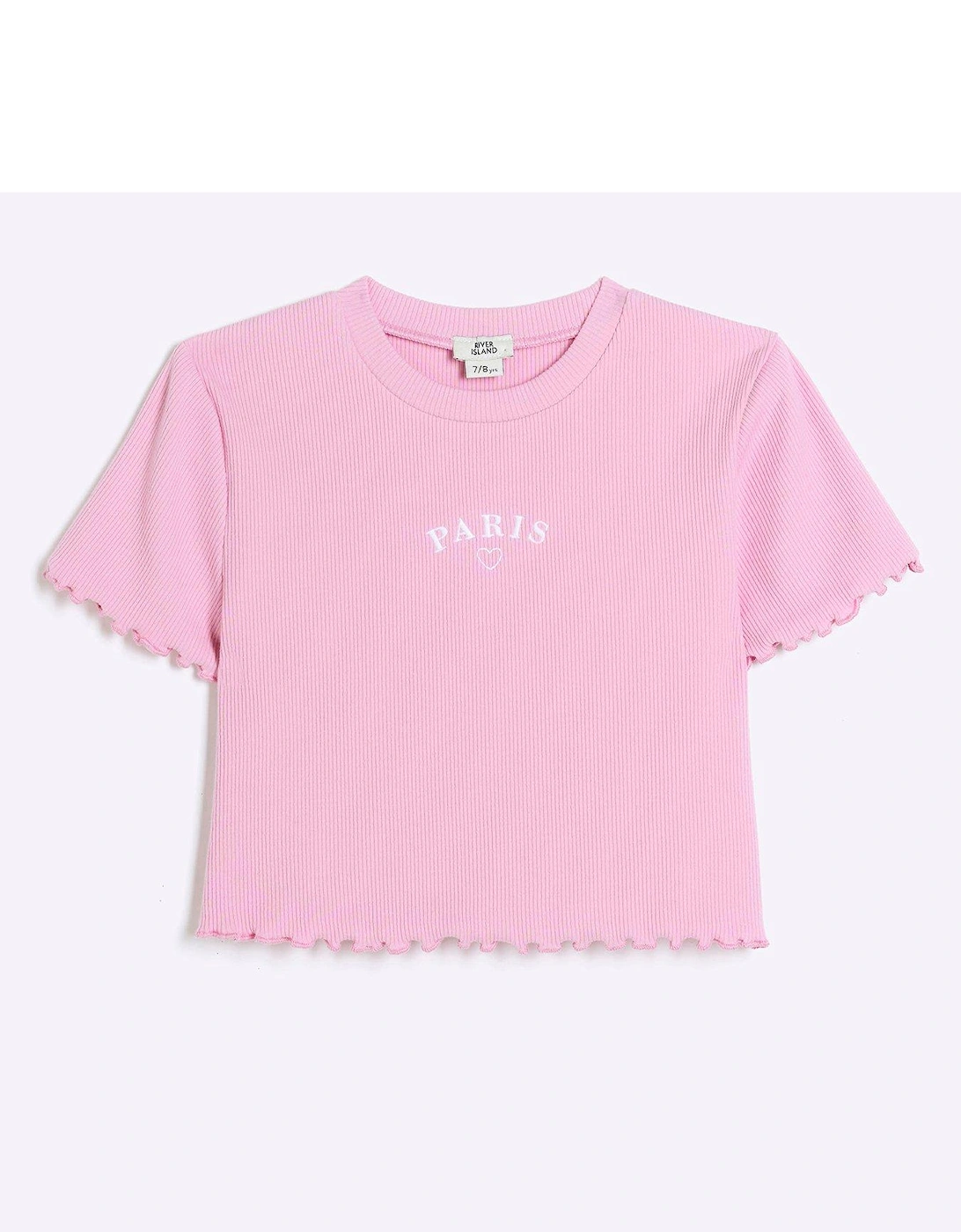 Girls Embroidered Logo Pink Crop T-Shirt - Pink, 3 of 2