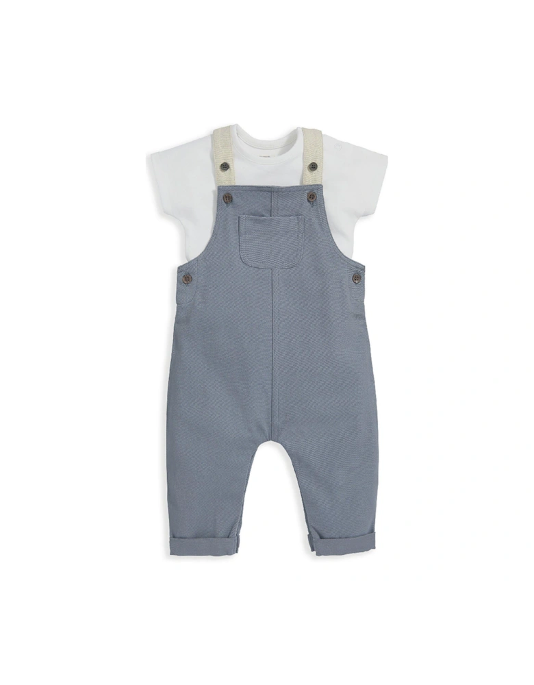 Baby Boys 2 Piece Blue Dungaree Set - Blue