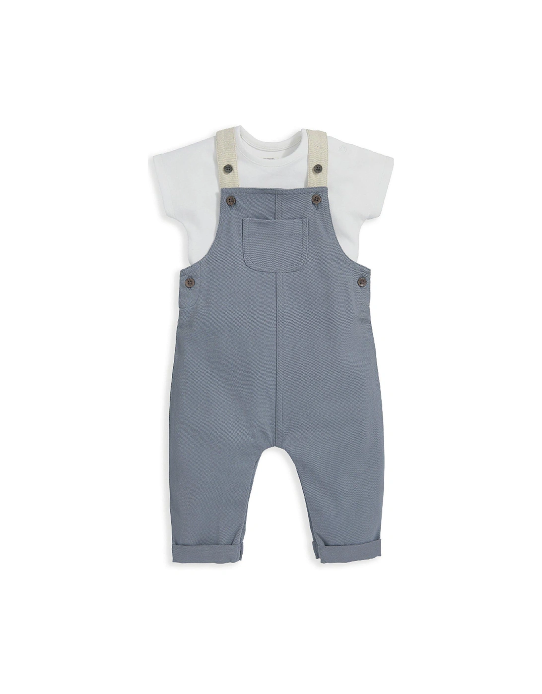 Baby Boys 2 Piece Blue Dungaree Set - Blue, 2 of 1