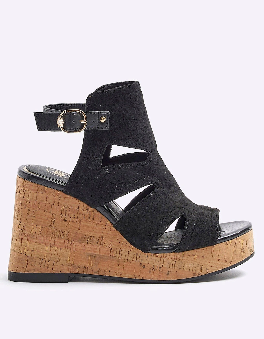 Cut Out Wedge Sandals - Black, 6 of 5