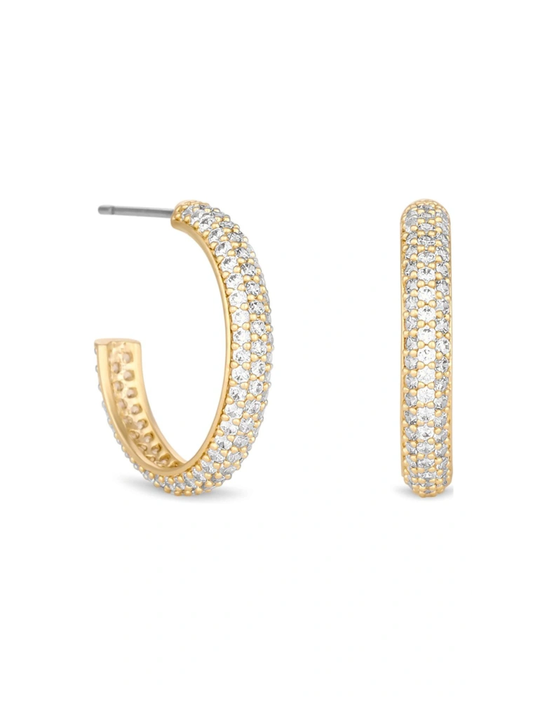 GOLD PLATED CUBIC ZIRCONIA PAVE HOOP EARRING