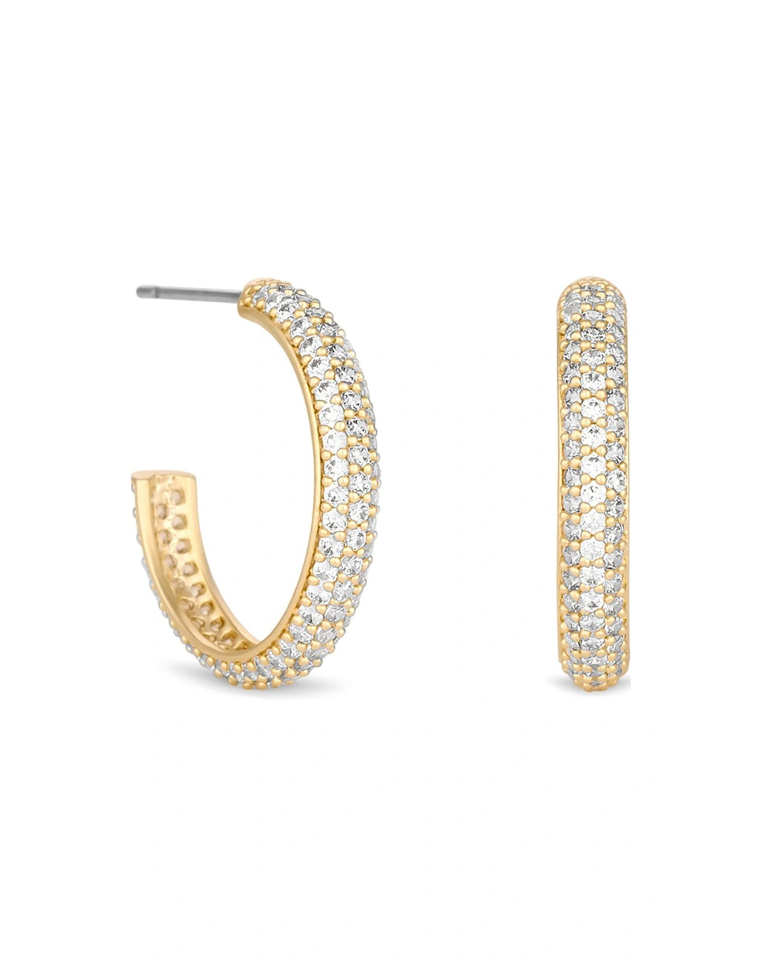 GOLD PLATED CUBIC ZIRCONIA PAVE HOOP EARRING, 2 of 1