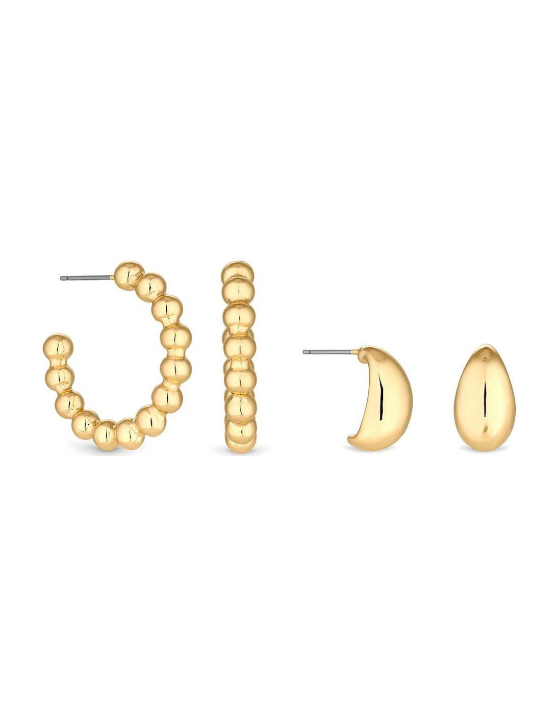Gold Polished Orb Hoop Earrings - Pack Of 2, 2 of 1
