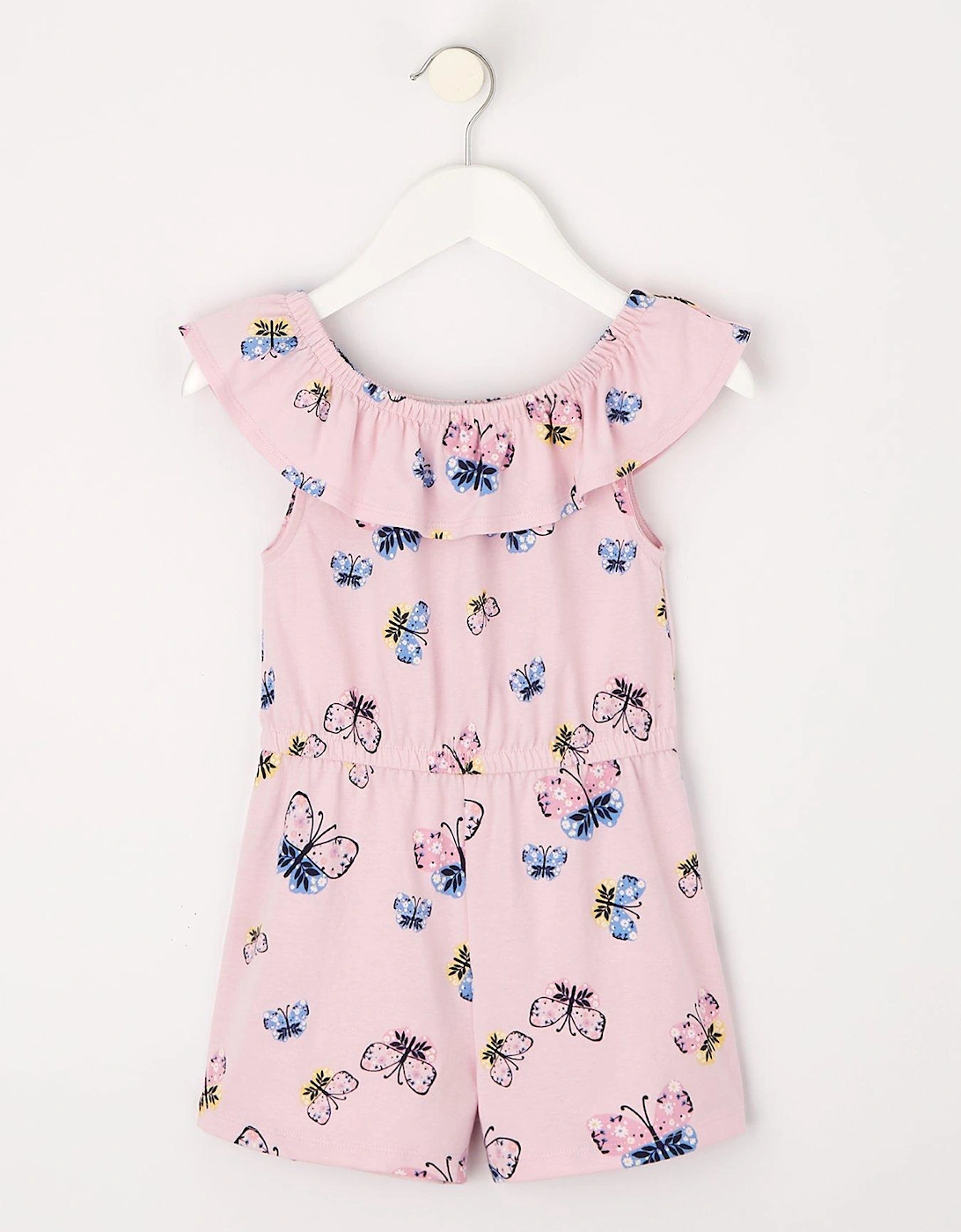 Girls Butterfly Print Playsuit - Pink, 5 of 4