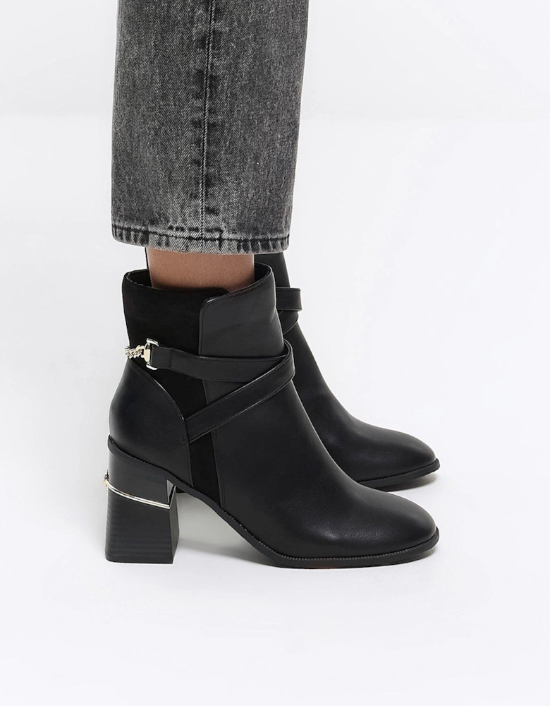 Wide Fit Block Heel Boot - Black