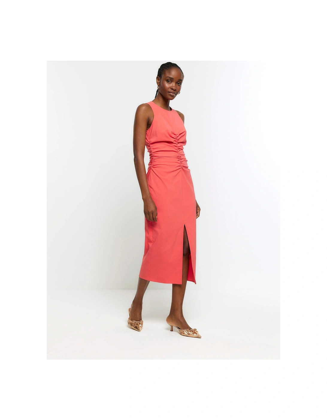 Ruched Detail Dress - Coral, 6 of 5