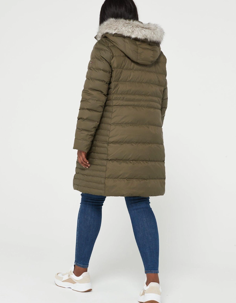 Curve Tyra Down Faux Fur Hooded Jacket - Green