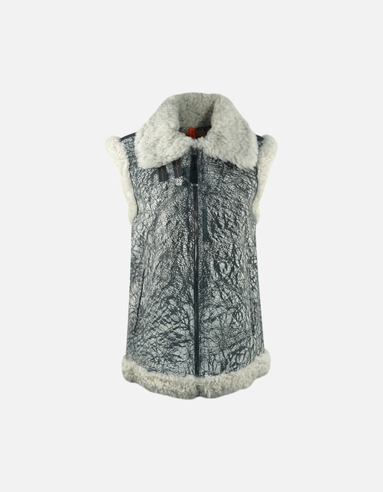 Sax Shearling Nine Iron Grey Leather Gilet