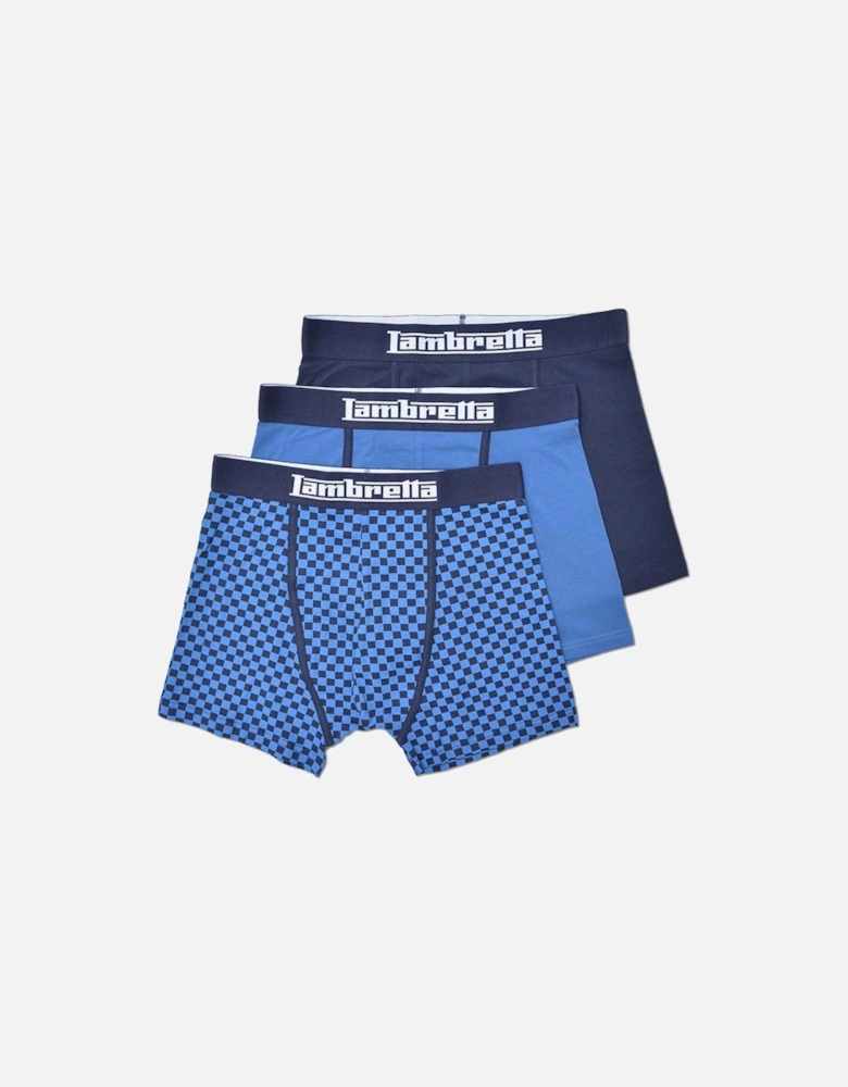 Mens 3 Pack Multi Elasticated Boxer Shorts - Navy