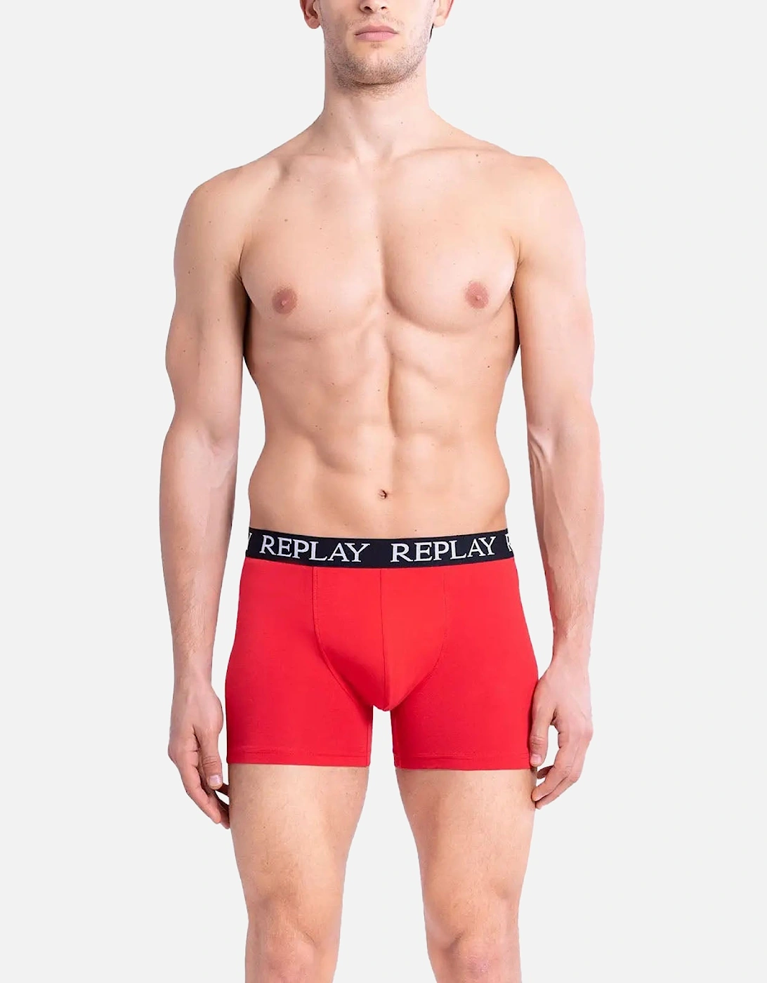 Mens 3 Pack Elasticated Waist Boxer Shorts Black/Red