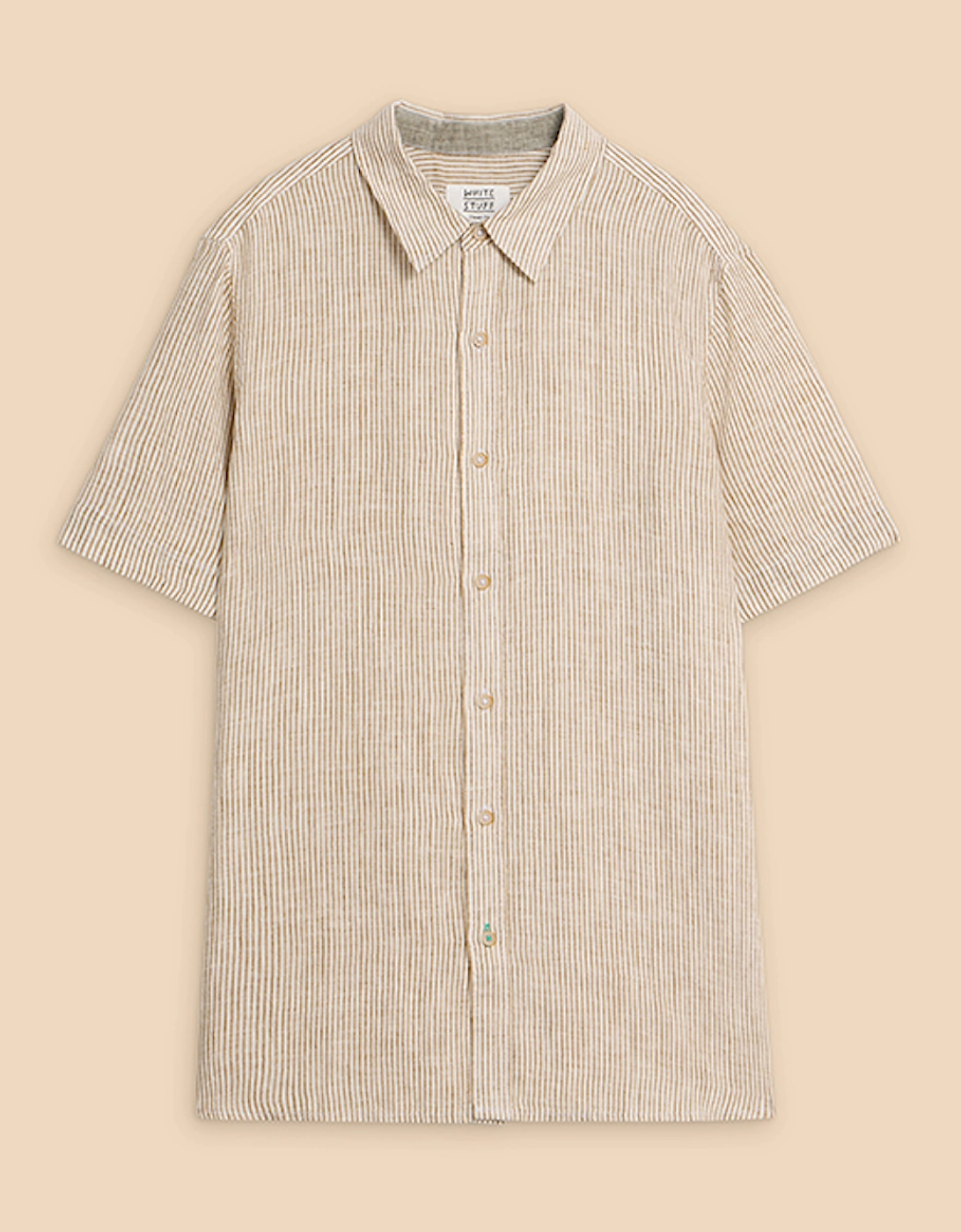 Men's Pembroke Short Sleeve Linen Shirt Tan Multi, 4 of 3
