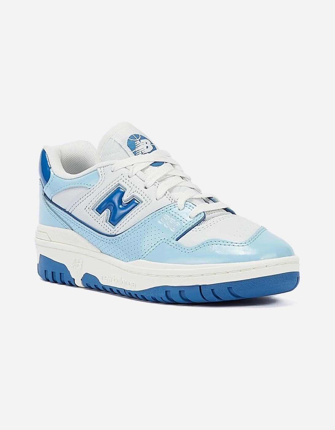 550 Patent Chrome White/Blue Trainers