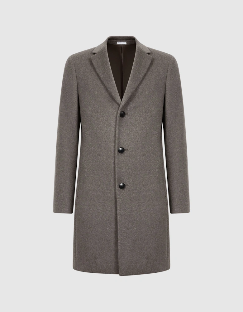 Wool Blend Single Breasted Epsom Overcoat