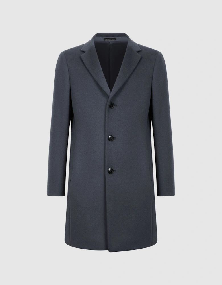 Wool Blend Single Breasted Epsom Overcoat