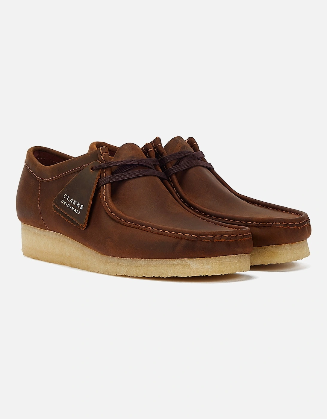 Wallabee Beeswax Men's Brown Lace-Up Shoes, 9 of 8