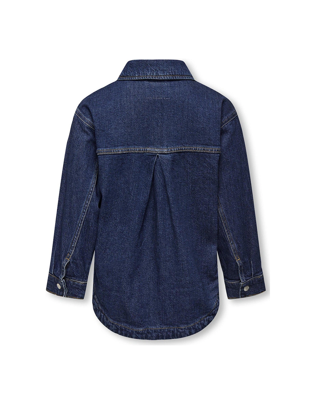 Girls Oversized Pocket Denim Jacket - Dark Blue