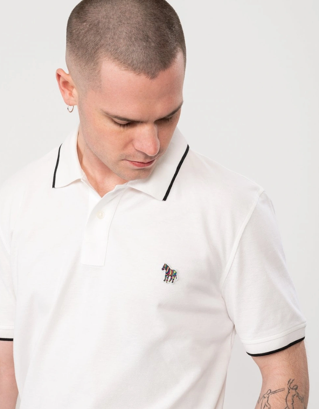 PS Mens Regular Fit Short Sleeve Zebra Polo Shirt With Contrast Tipping