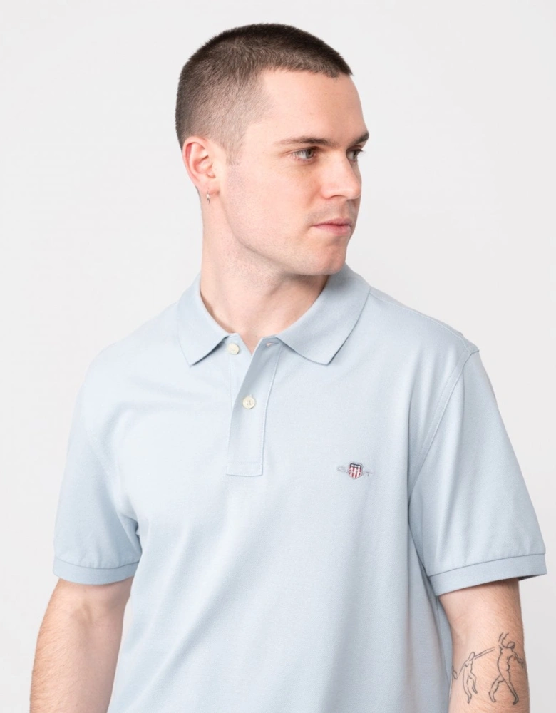 Mens Regular Fit Short Sleeve Shield Logo Pique Polo