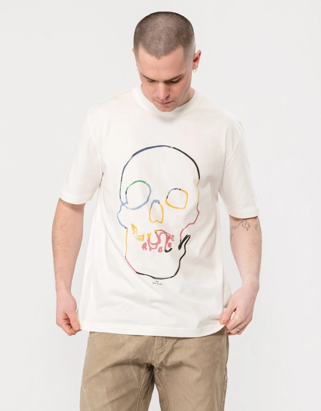 PS Mens Short Sleeve Linear Skull T-Shirt, 5 of 4