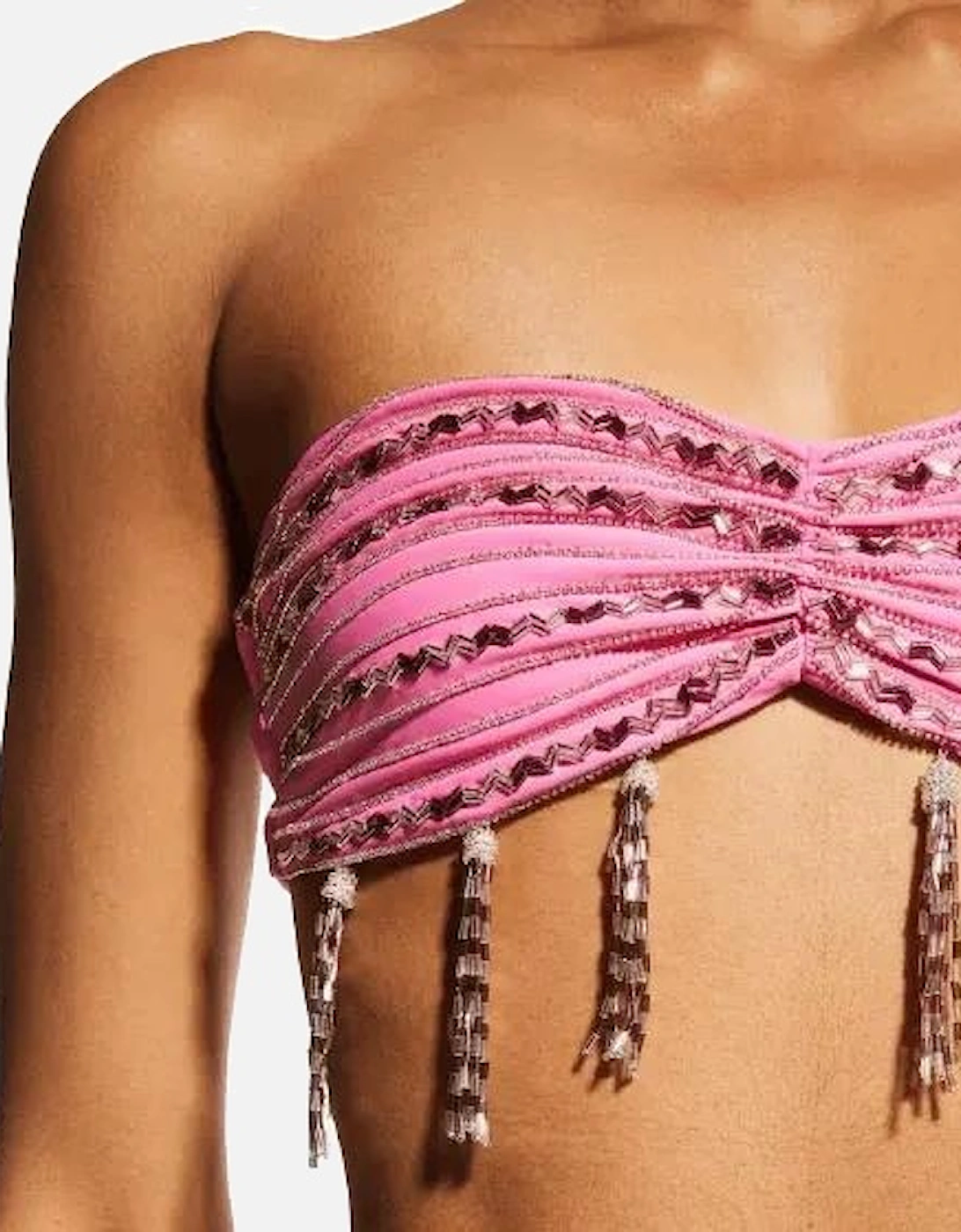 Lara High Rise Angular Beading Bikini Set Pink