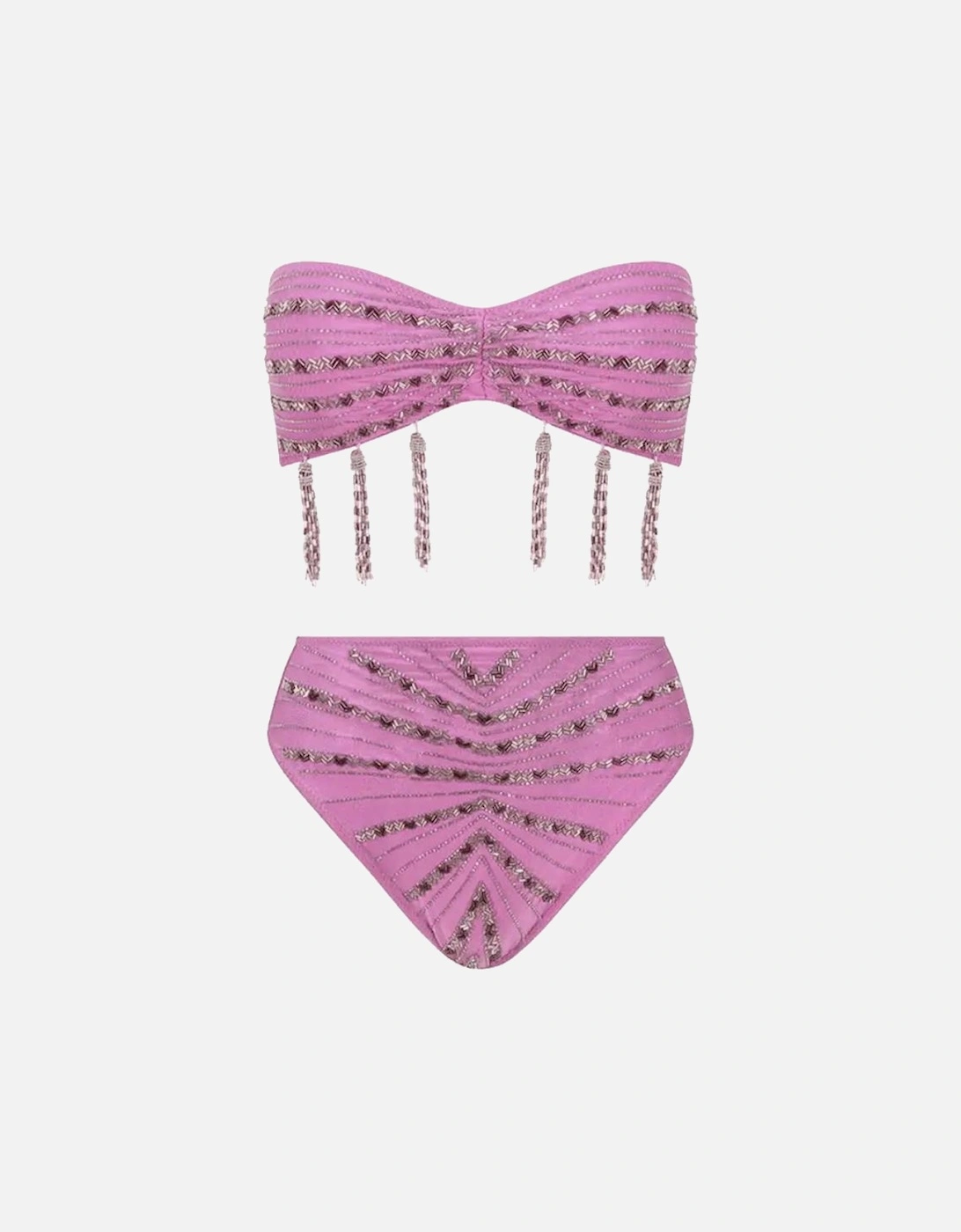 Lara High Rise Angular Beading Bikini Set Pink, 5 of 4