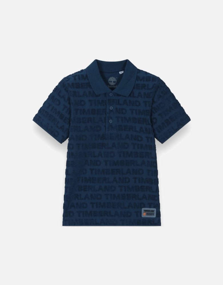 Blue Towelling Polo Top