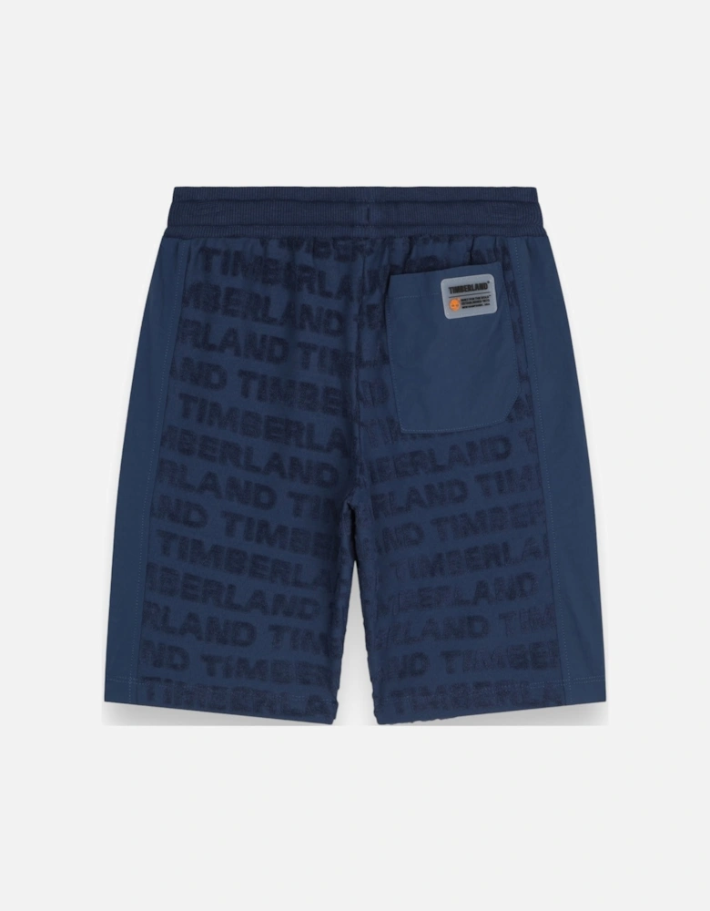 Blue Towelling Jog Shorts