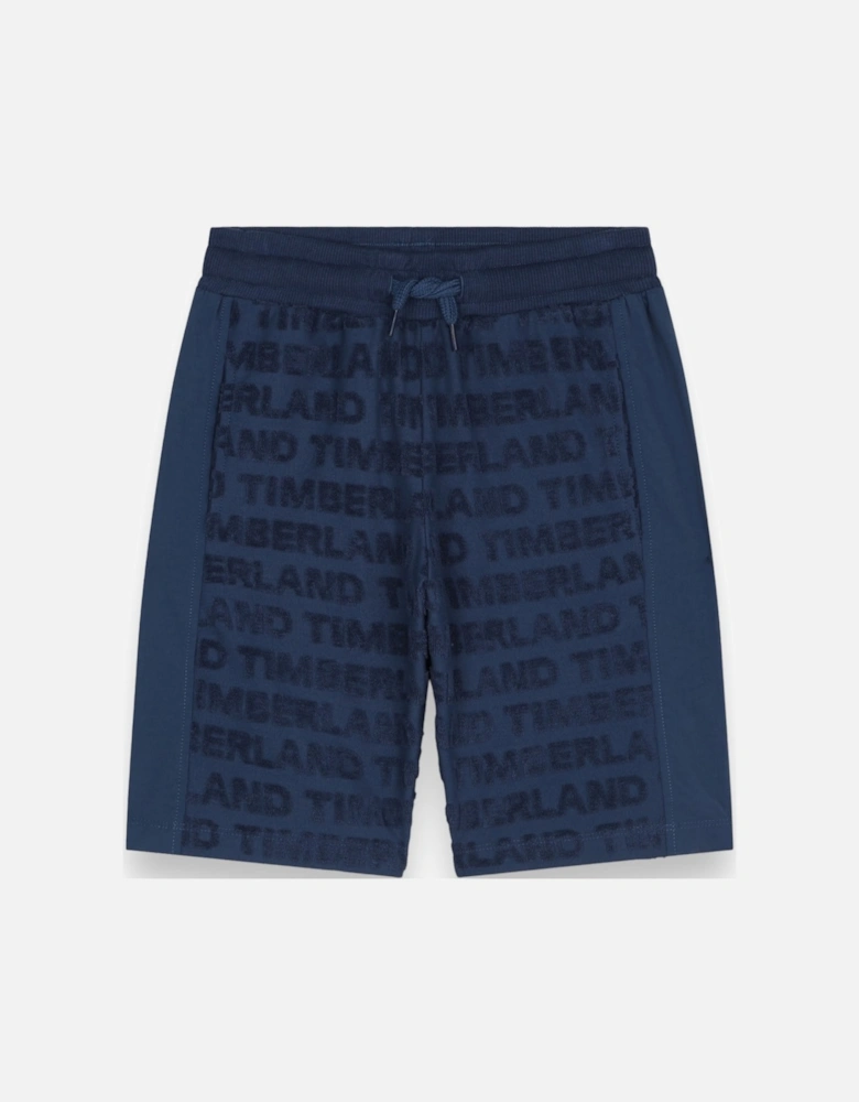 Blue Towelling Jog Shorts