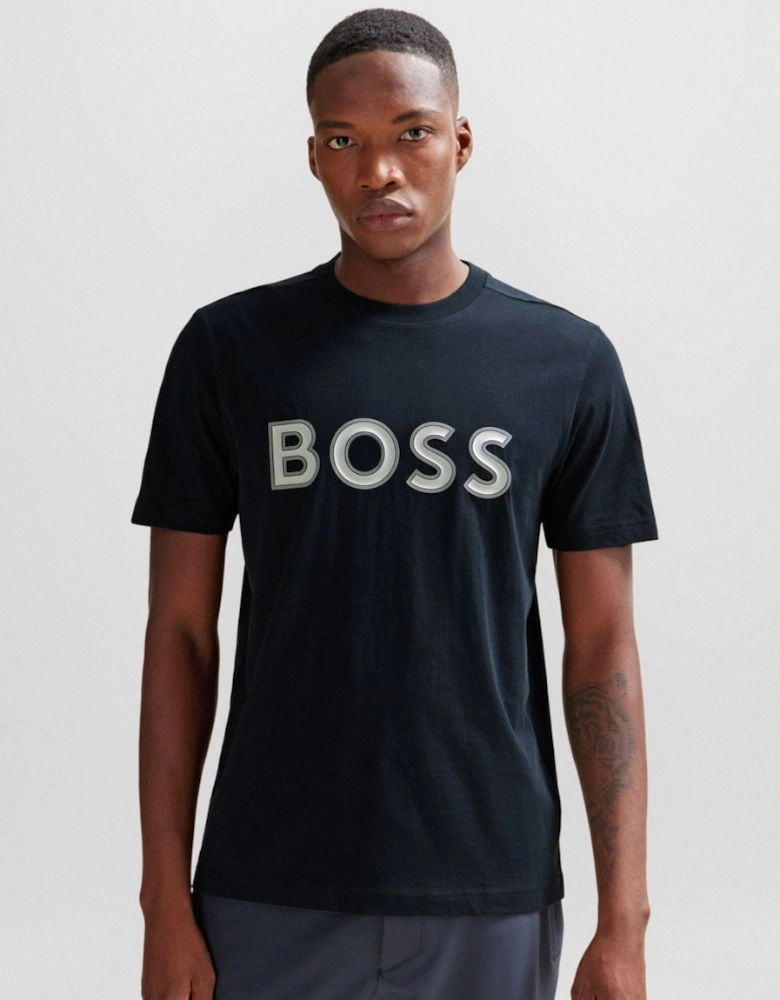 BOSS Green Tee 1 Mens Cotton Jersey Regular Fit T-shirt with Logo Print