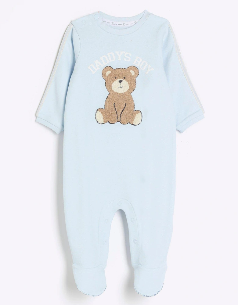 Baby Baby Boys Embroidered Bear All In One - Blue