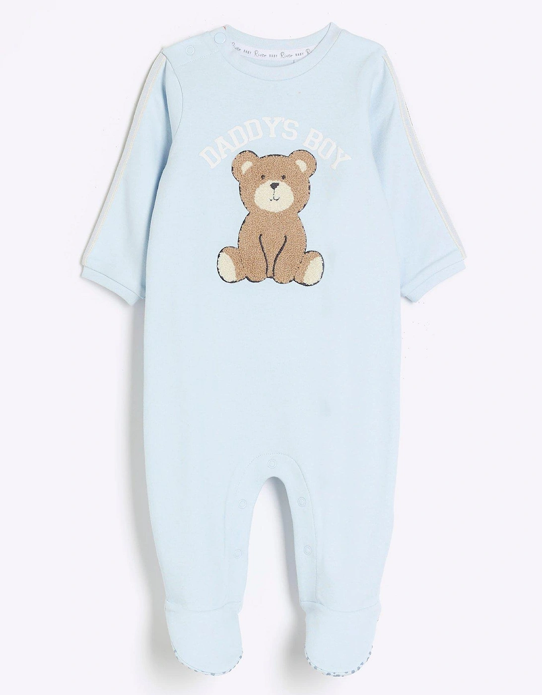 Baby Baby Boys Embroidered Bear All In One - Blue, 3 of 2