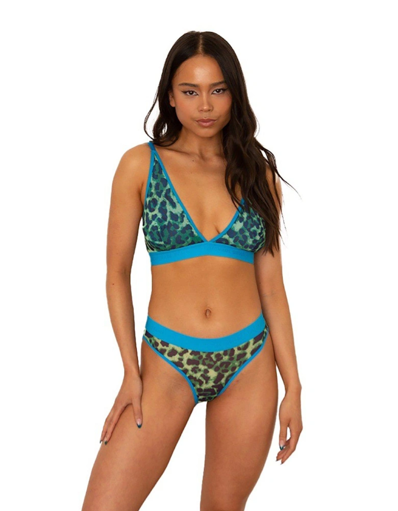 Mesh Bralette - Green Leopard