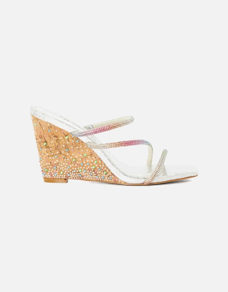 Ladies Miri - Diamante Cork Wedge Sandals
