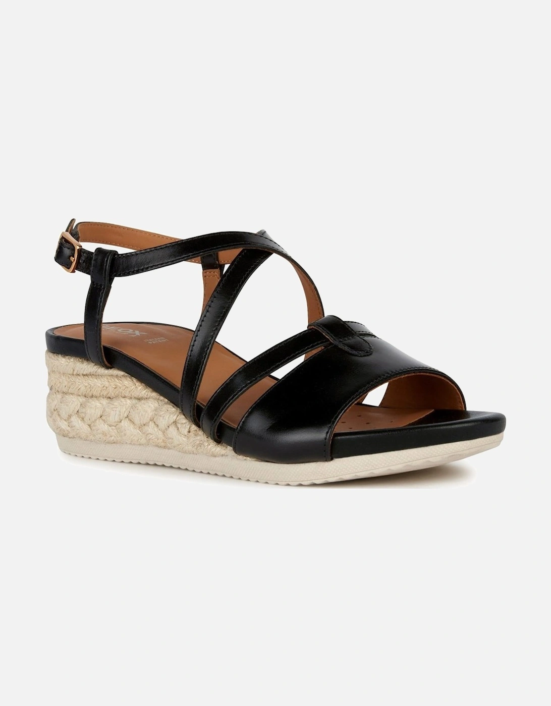 Geox Women's Black D Ischia Corda A Wedge Sandals - : 7.5 Size 7.5