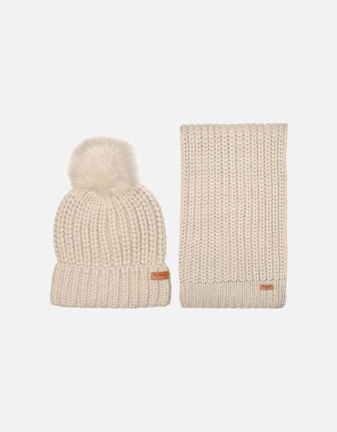 Barbour Saltburn Beanie And Scarf Set - Tan - Size: ONE size