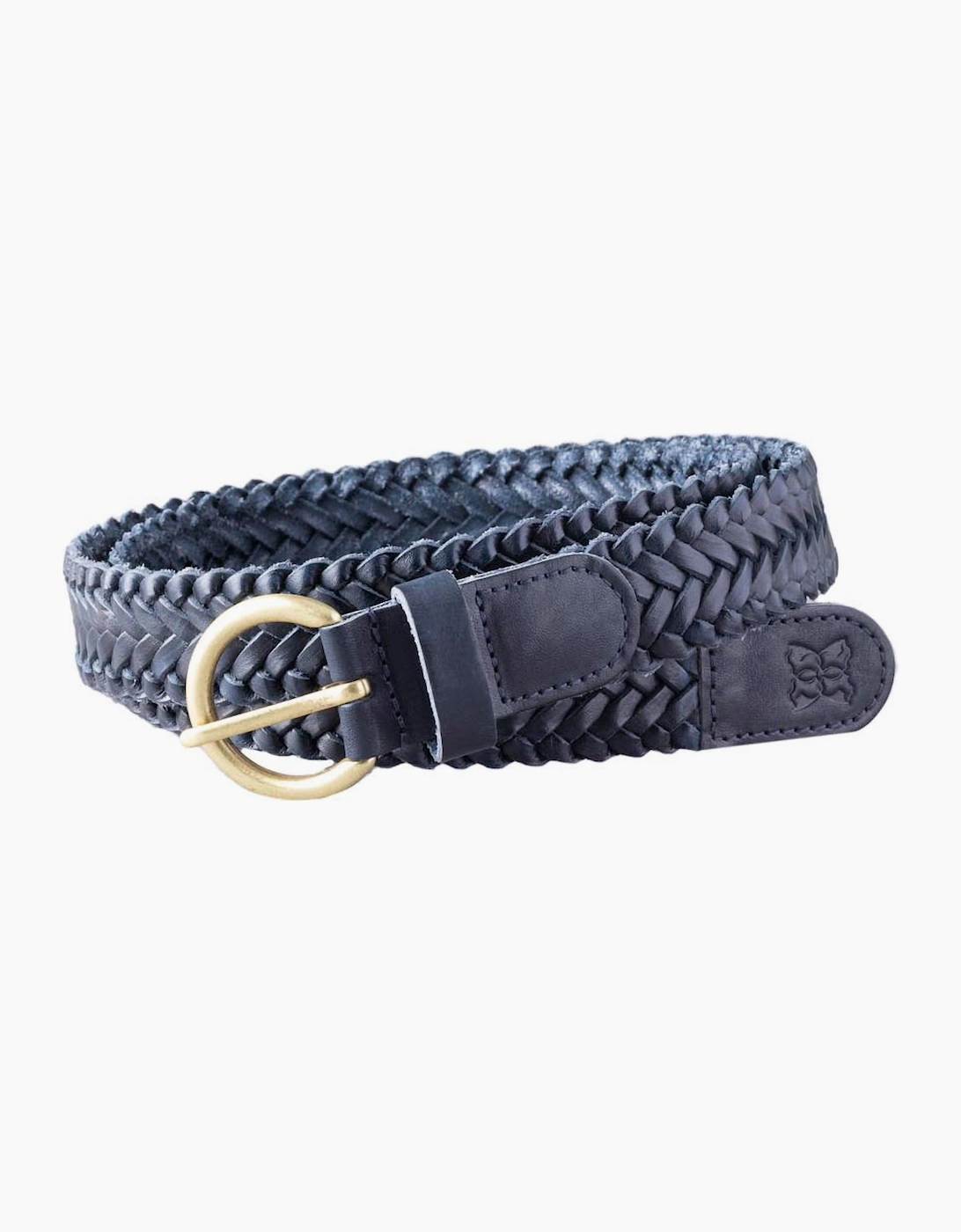 Women's Waverton Leather Woven Belt - Navy - Size: LARGE