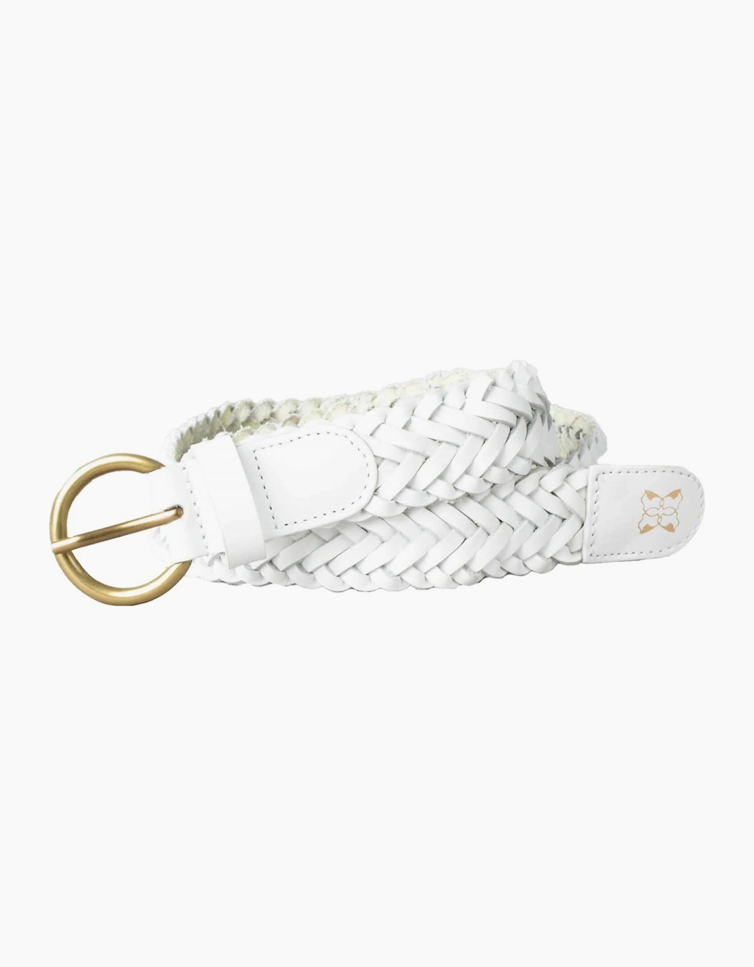 Women's Waverton Leather Woven Belt - White - Size: MEDIUM